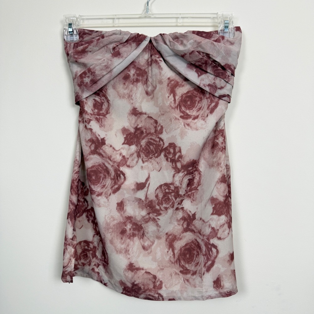 Princess Polly Irena Mini Dress Womens‎ 4 Petite Rose Floral Strapless NWT